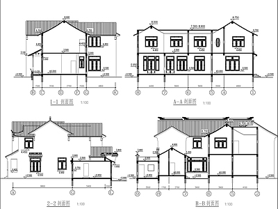 新中式苏式江南二层别墅建筑结构 施工图