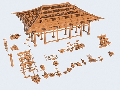 中式古建构件 斗拱 榫卯结构 斗拱组合 建筑结构