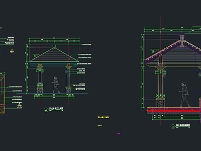 景观亭 四角亭 施工图