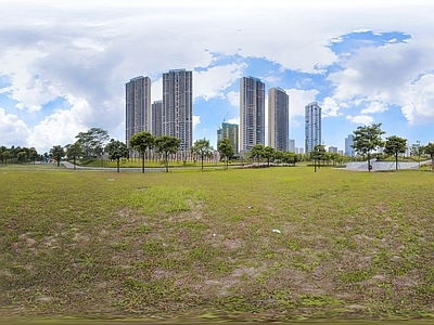 城市休闲广场绿地全景HDR