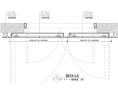 石材防火门暗门节点 施工图 隐形