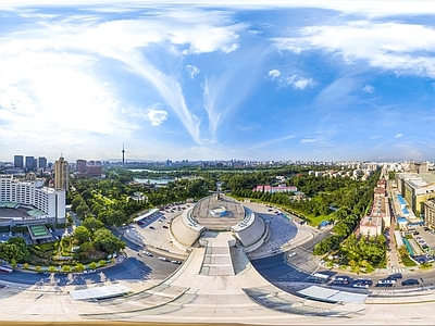 白天城市生态公园全景HDR