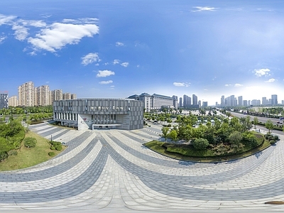 白天城市生态公园全景HDR