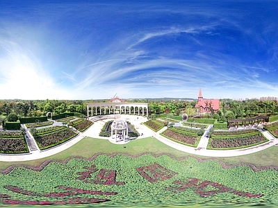 白天城市生态公园全景HDR