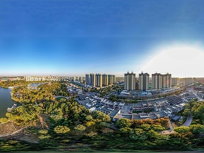 白天城市生态公园全景HDR