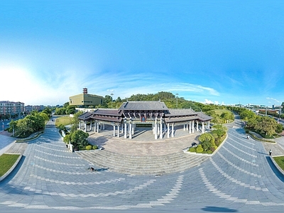 白天城市生态公园全景HDR