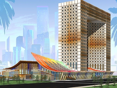 现代展览馆建筑 城市站