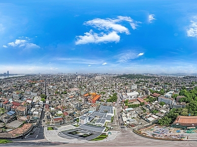 白天城市鸟瞰建筑全景HDR