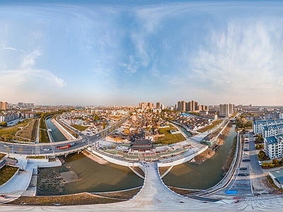 白天城市鸟瞰建筑全景HDR