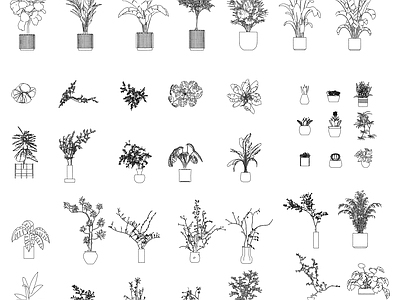 绿化植物盆景盆栽 施工图