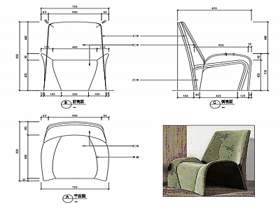 现代休闲椅子家具设计图纸 施工图