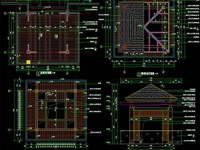 现代防腐木方亭 施工图