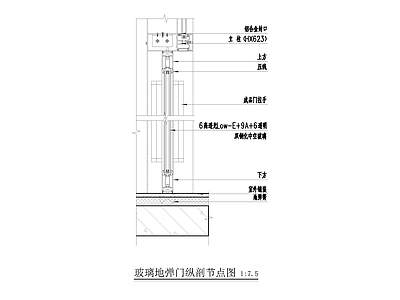 玻璃地弹门纵剖节点图 施工图 通用节点