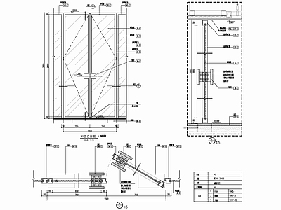 不锈钢黄铜边框玻璃门平开门施工详图 施工图 通用节点