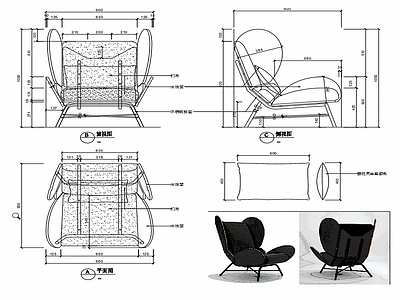 现代休闲椅子家具设计图纸 施工图