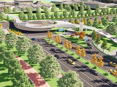 现代城市道路景观 城市公路天桥 斑马线 交通 大道设计