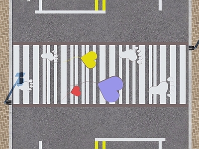 现代创意斑马线 人形横道 市政马路 道路景观 道路设施