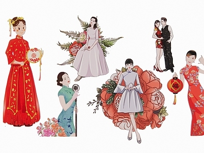2D旗袍美女 古典美女 民国美女剪影