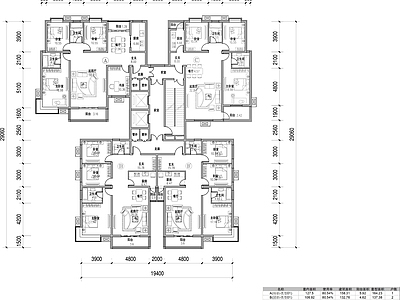 一梯四户高层住宅平面图 施工图