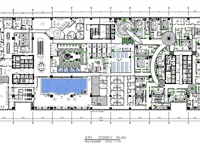 五星级酒店8000㎡综合娱乐会所平面方案 施工图