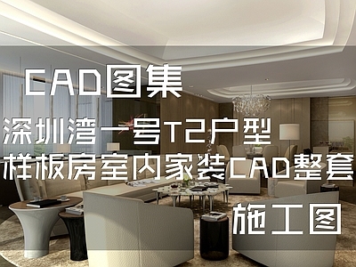 现代深圳湾一号T2户型样板房室内家装 施工图 平层