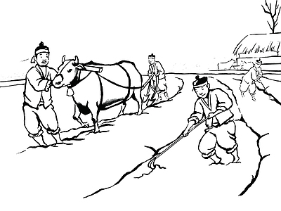 农耕线稿人物
