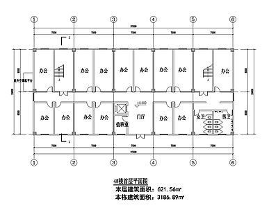 多层办公楼平立剖全 施工图