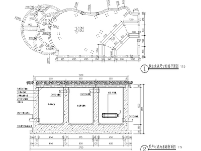 跌水鱼池做法 施工图 水池