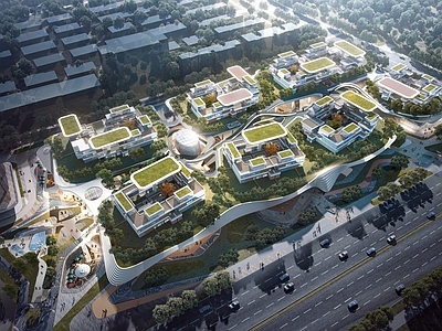 现代曲线型商业建筑