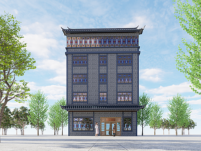 现代民族风格餐厅商业建筑