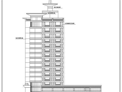 十八层气象中心大楼建筑方案图 施工图