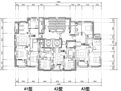 80 100 19 高层住宅 一梯三户单元式 二代高层 2011 美好桂星座2 施工图