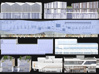 现代商场建筑 售楼处 展厅 异形创意穿孔板 商业玻璃幕墙
