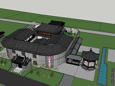 中式展览馆 展览古建筑 越剧展览