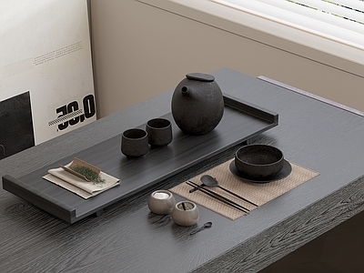 茶具 茶壶 茶杯 茶叶 茶叶罐 茶叶 碗 汤匙 筷子 实木托盘