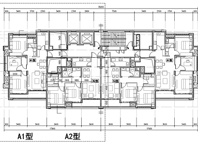 90 100 19 高层住宅 一梯四户点式  施工图