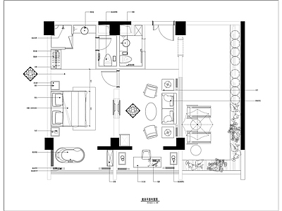 现代简约风格酒店家庭套间带阳台客房室内精装修 施工图 客房 酒店客房