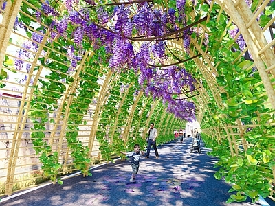 现代爬藤廊架 紫藤廊架 植物廊架 藤蔓花架 景观廊架