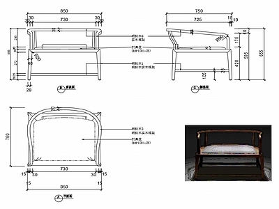 现代家具休闲椅家具设计图纸 施工图