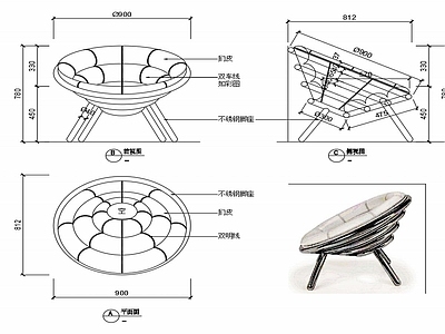 现代家具休闲椅子家具设计图纸 施工图