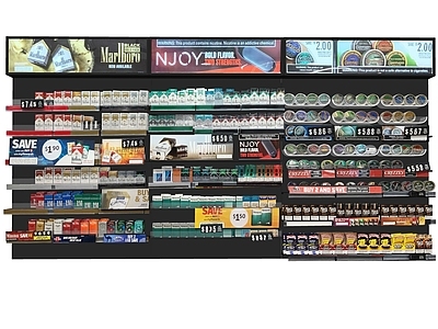 现代商品货架 商店商品 杂货 烟酒 便利店 便利店