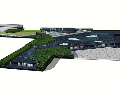 景观现代折线水景 施工图 居住区景观