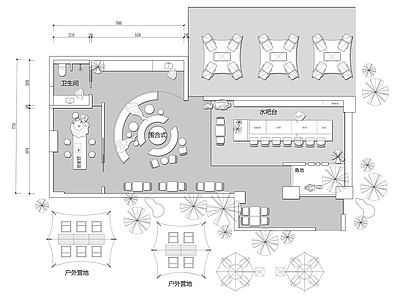 露台音乐酒吧清吧营地啤酒吧平面图 施工图