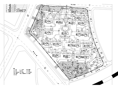 现代居住区景观平面 施工图 居住区景观