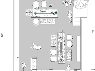 茶室茶馆茶楼茶空间平面图 施工图