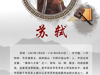 名人宣传栏 诗人简介 展板