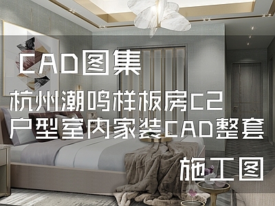 现代杭州潮鸣样板房C2户型室内家装 施工图 平层