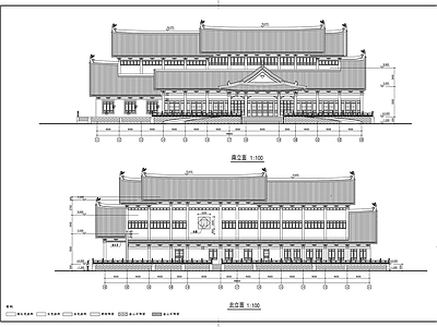 仿古风格佛法宣讲办公综合楼建筑图 施工图