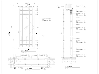 餐厅单扇钢化玻璃门 施工图 推拉