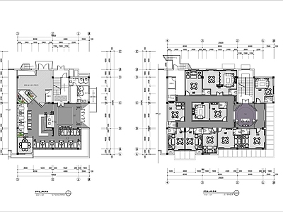 1000㎡两层茶楼棋牌室平面布置图 施工图